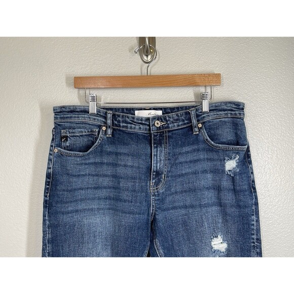 KanCan Mid Rise Slim Distressed Raw Hem Boyfriend Jeans Juniors Size 15/31 EUC - Picture 4 of 14